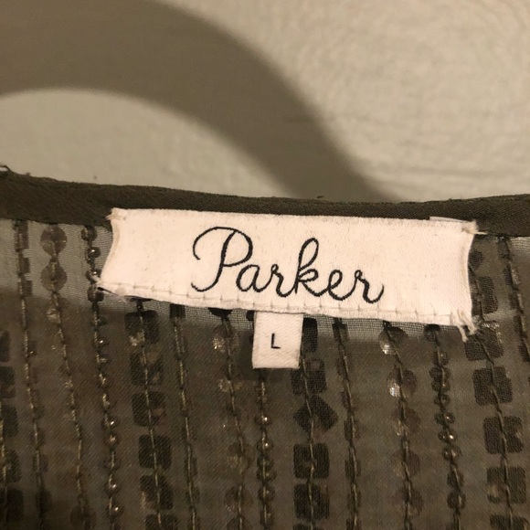 Parker Olive Green Sequin Top - L - Picture 4 of 4